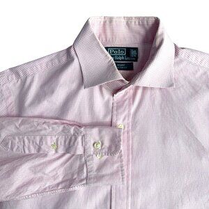 Polo‎ Ralph Lauren Regent Custom Pink Checkered Mens Long Sleeve Button Up Shirt